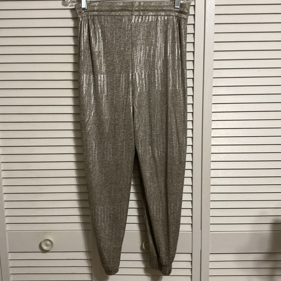 Bishop + Young Anthropologie Women's Pants  Gold Shimmer Textured - Picture 5 of 8